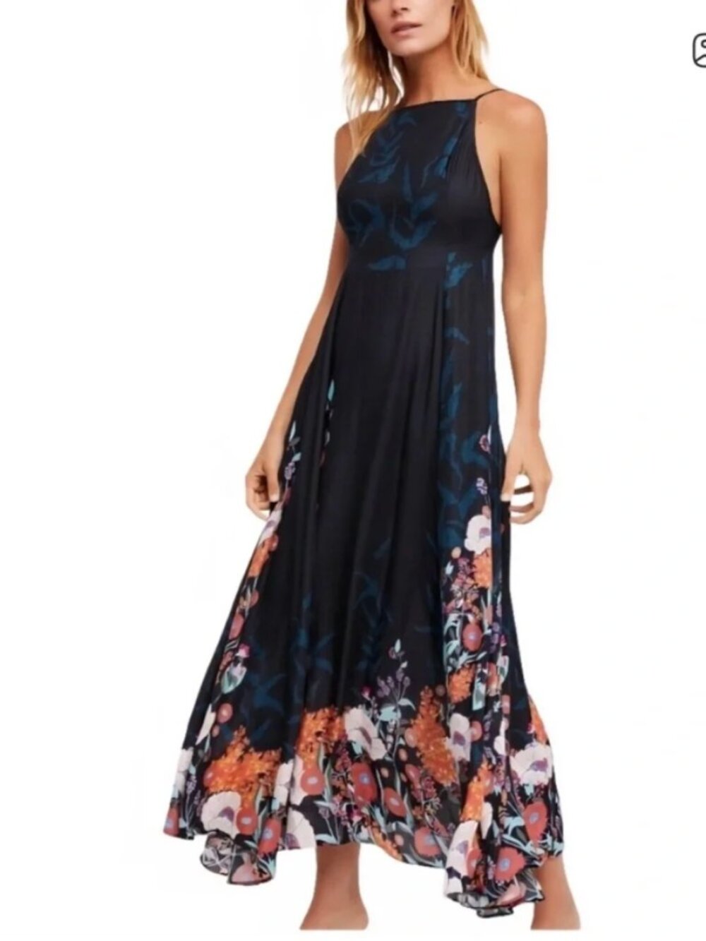Intimately Free People Embrace It Floral Maxi Dress Sz S Flowy Boho Open Back